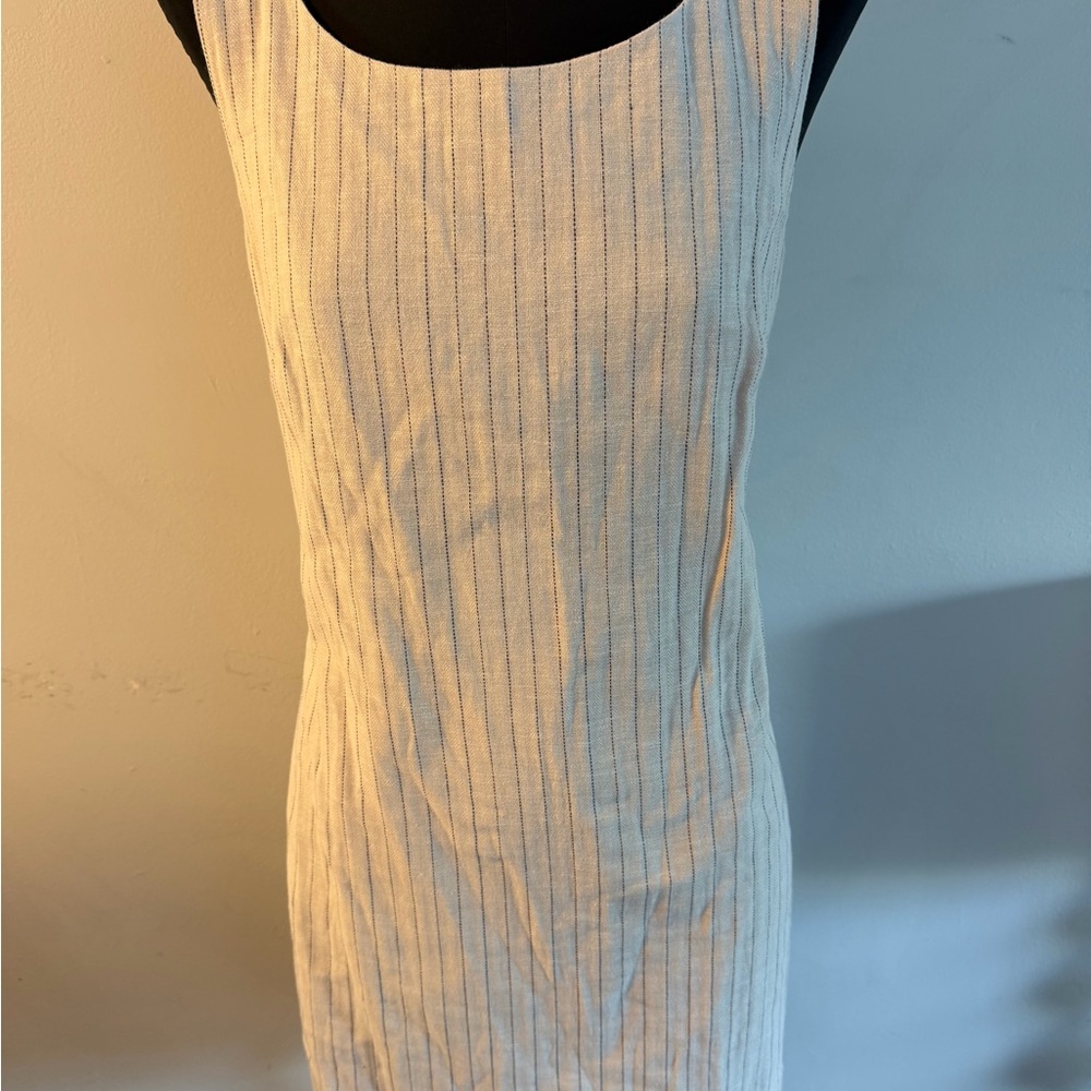 Banana Republic Linen Beige and Black Striped Dress